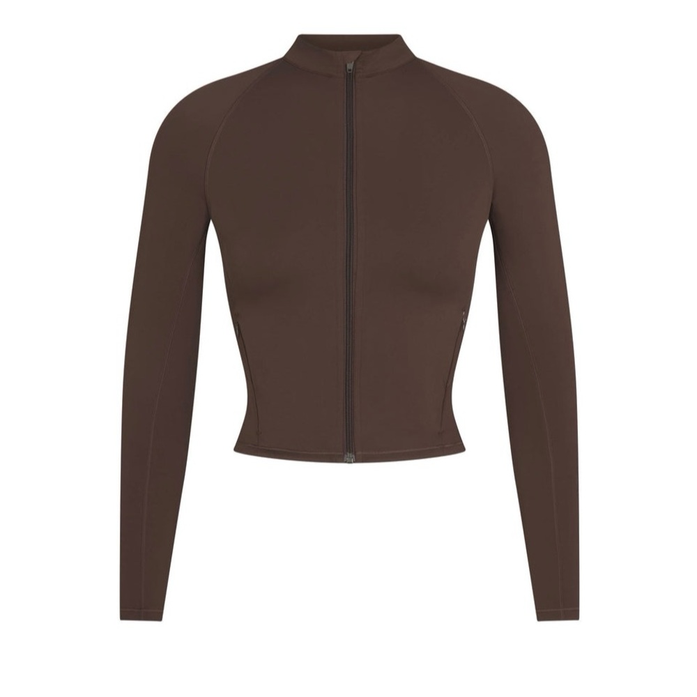 Nike SKIMS Matte Mock Neck Full Zip Jacket Dark Sepia